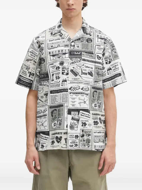 Carhartt WIP newspaper-print short-sleeve shirt White I034548