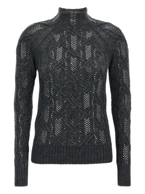 Ermanno Scervino crystal-embellished cable-knit sweater Grey D475M300CTJZW