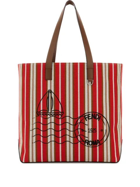 FENDI medium striped postage-stamp tote bag Red 7VA657AUGU