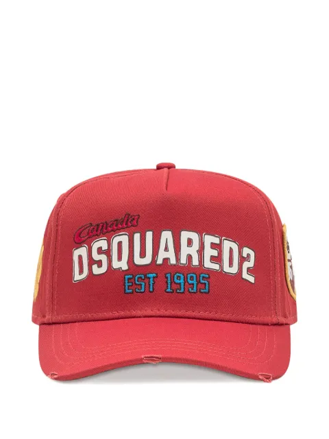 DSQUARED2 logo-print distressed baseball cap Red BCM093305C00001
