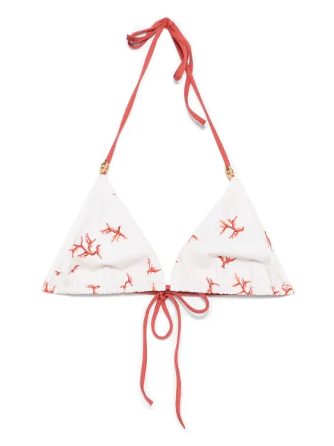 FENDI coral-print triangle-cup bikini top Neutrals FXBA51AT8O