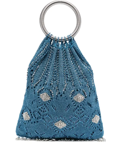 Rabanne beaded circular-handle tote bag Blue 25ASS0536NAT057