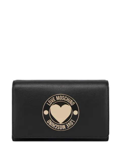 Love Moschino heart-plaque chain shoulder bag Black JC4368PP0NKG0