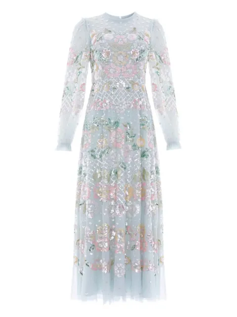 Needle & Thread Rosalie sequin-embellished floral dress Blue DGLS02RPF25FRB