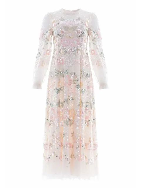 Needle & Thread Rosalie sequin-embellished long-sleeve dress Neutrals DGLS02RPF25CRM