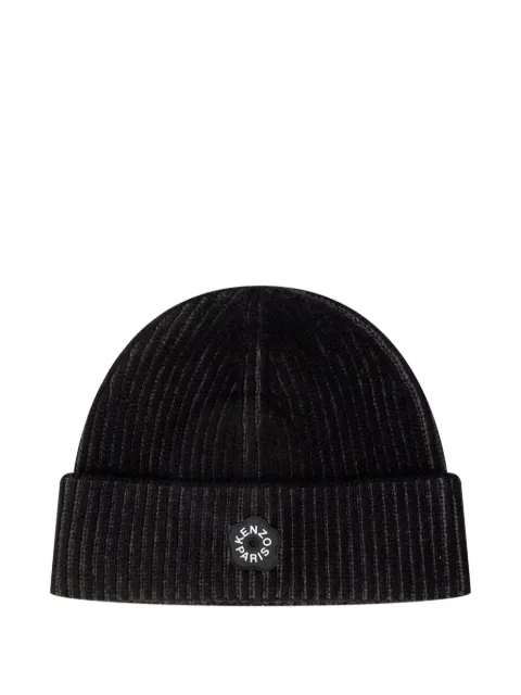 Kenzo ribbed logo-detail beanie hat Black FF68BU200KWA