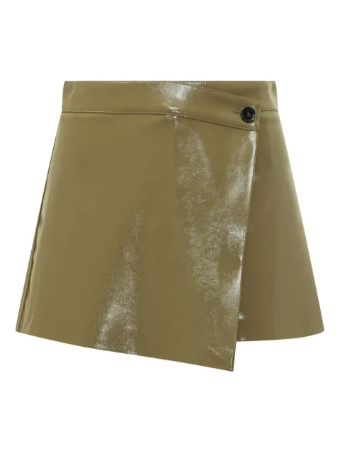 MSGM asymmetric patent leather skorts Green 3941MDB05257614