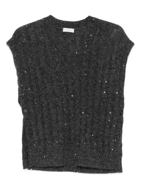Brunello Cucinelli sequin-embellished sleeveless top Grey MPG731312C3595
