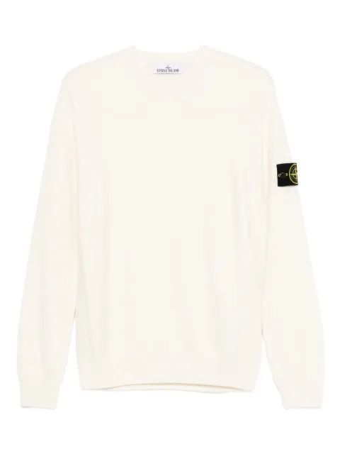 Stone Island logo-patch crew-neck sweater Neutrals K2S155100001S00A1