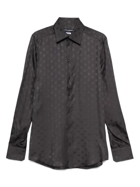 Dolce & Gabbana logo-pattern silk shirt Grey G5MM4TFJ1JY