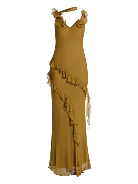 De La Vali ruffled dress Brown DS2112