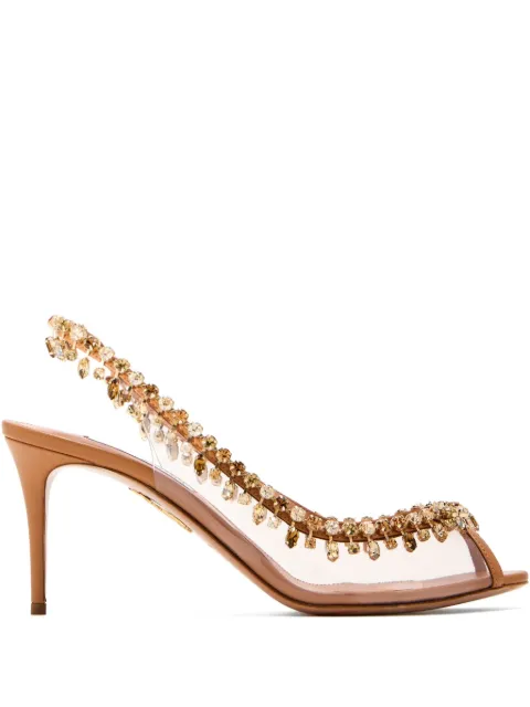 Aquazzura Temptation crystal-embellished slingback pumps Neutrals TEMMIDS1NPV