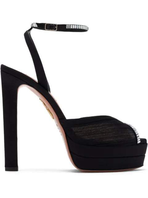 Aquazzura 130mm crystal-embellished platform sandals Black BMNHIGB0CGR