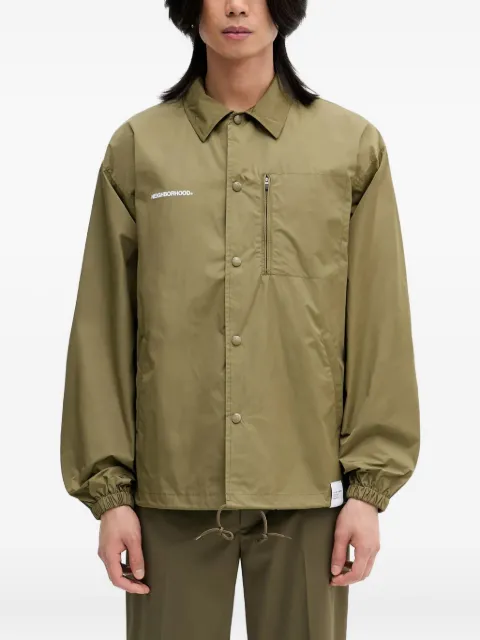 Neighborhood logo-print button-fastening windbreaker Green 251TSNHJKM07