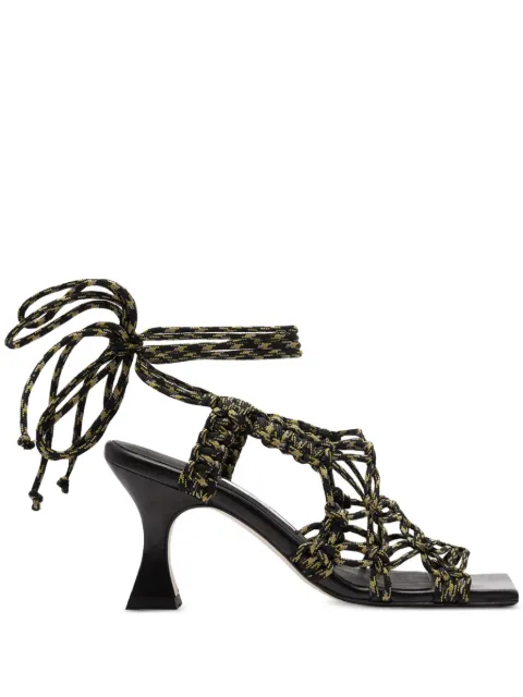 Miista 80mm Stephanie lace-up square-toe sandals Black MI2745