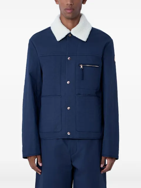 Moncler logo-patch shearling-collar jacket Blue 1A00004598EC786