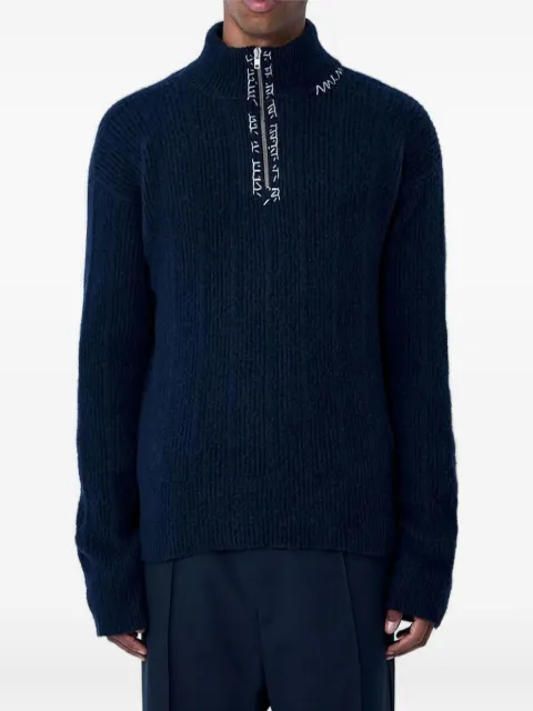 Marni logo-embroidered ribbed-knit sweater Blue DVMG0090A0UFZ35100B90
