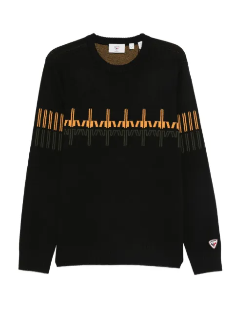 Rossignol patterned crew-neck sweater Black RLOMO07