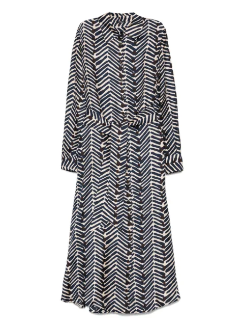 Kiton geometric-print belted shirt dress Blue D54318K0580G01000