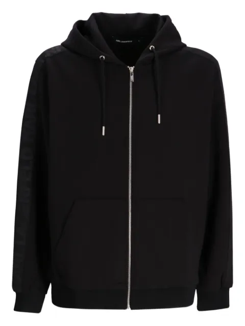 Karl Lagerfeld logo-sleeve zip-up hoodie Black 705020553902