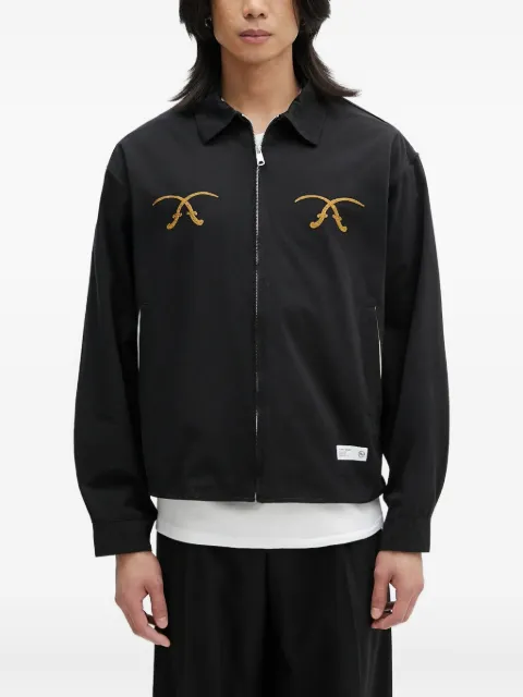 Neighborhood Souvenir embroidered-detail zip-up shirt jacket Black 251UTNHJKM03
