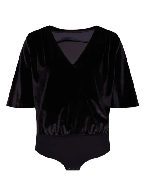 Undress Code Addicted To Love velvet wrap-neck bodysuit Black 217XSBLACK