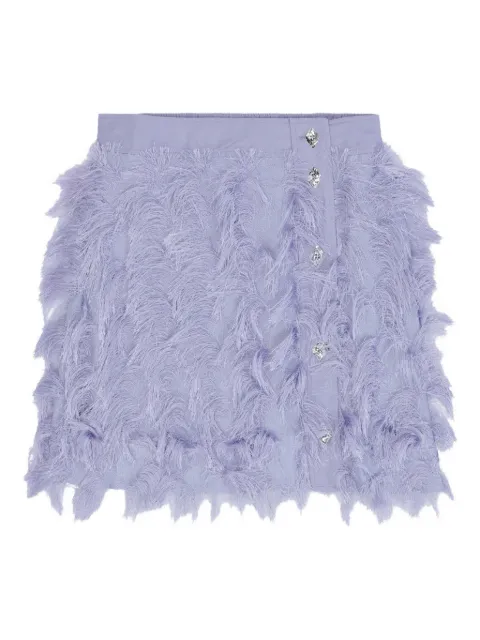 GANNI fringe mesh skirt Purple F7198