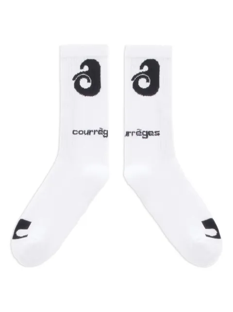 Courrèges logo-detail ribbed socks White 123MCL021FI0025