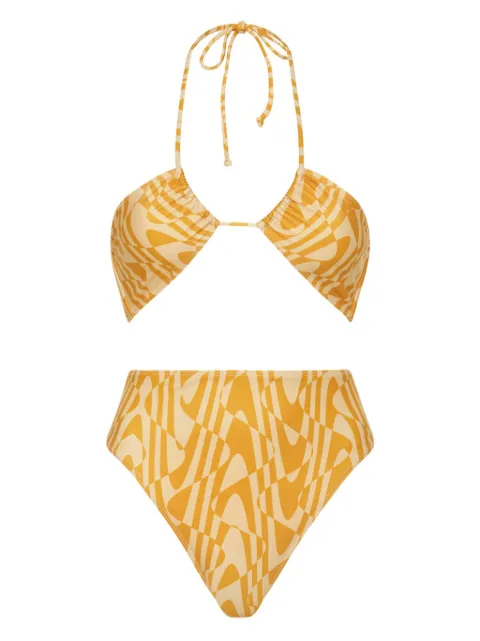Faithfull abstract-print bikini Yellow FFS330CFL
