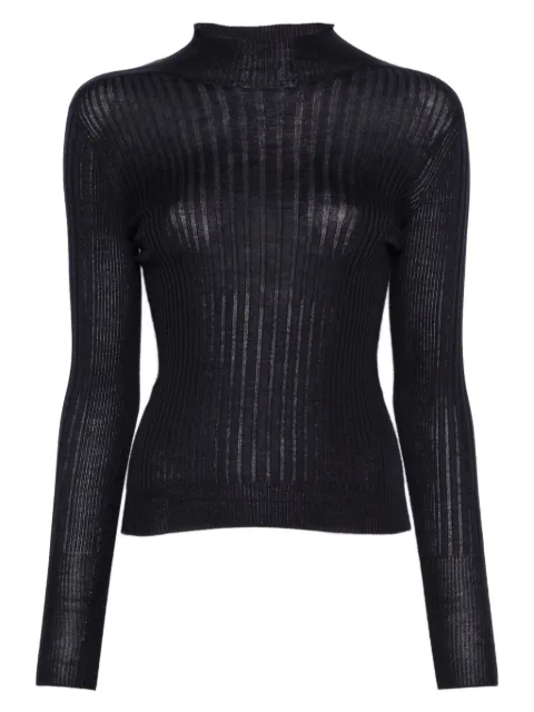 Peserico ribbed mock-neck top Blue A99346F1809282