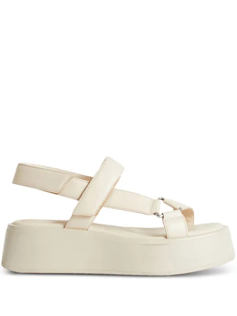 VAGABOND 50mm leather platform sandals White 533440102