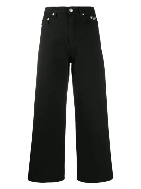 MSGM logo-detail wide-leg trousers Black 3041MDP52TX217282