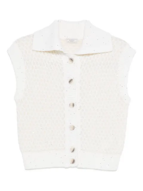 Peserico embellished buttoned vest Neutrals A93129F059285A