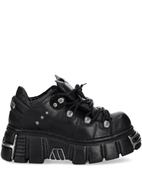 NEW ROCK M-120N-C26 lace-up platform trainers Black M120NC26