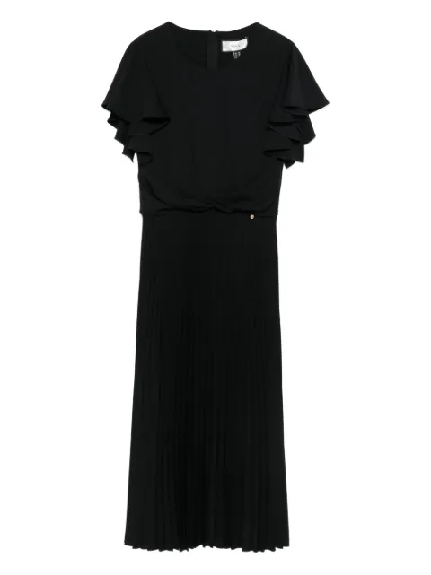 NISSA pleated ruffle midi dress Black RC16285BLACK