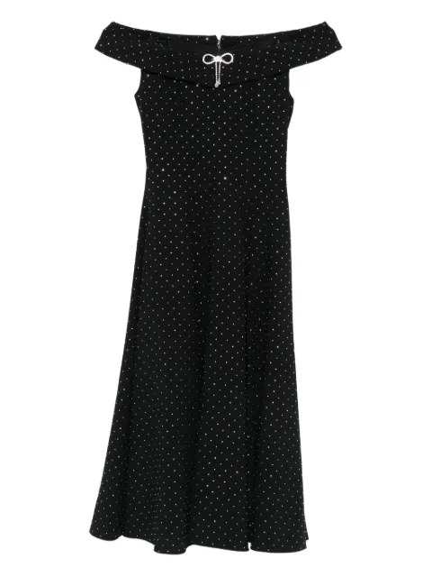 NISSA embellished off-shoulder midi dress Black RS15856BLACK