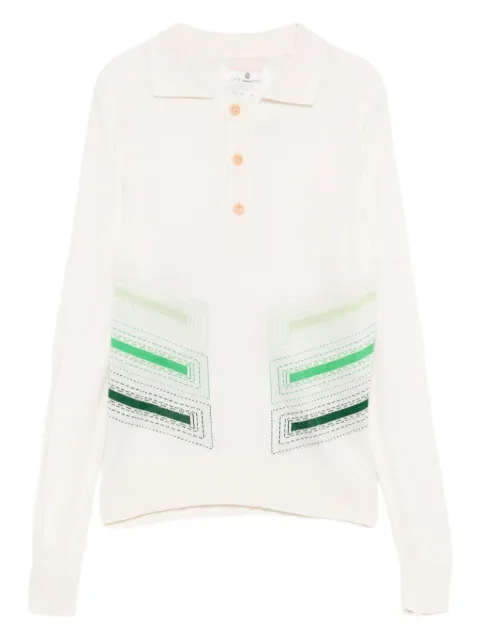 Versace Pre-Owned 2001 geometric-embroidery polo shirt White VE250LF
