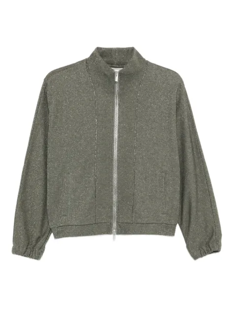 Peserico glitter zip-up sweatshirt Green A12056J001227