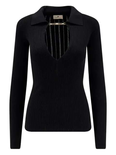 Elisabetta Franchi ribbed-knit polo-neck top Black MK09B56E2