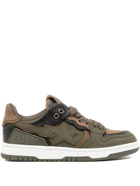 A BATHING APE® star-patch lace-up trainer Green 001FWK302313L