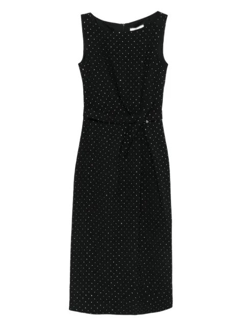 NISSA polka-dot embellished sleeveless midi dress Black RS15879