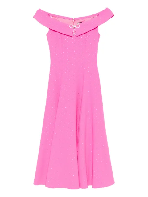 NISSA bow-embellished off-shoulder midi dress Pink RS15856