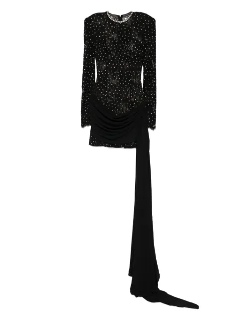 NISSA rhinestone-embellished lace mini dress Black RS16332A