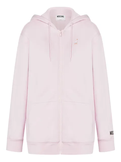 Moschino goose-embroidered zip-up hoodie Pink B17715428