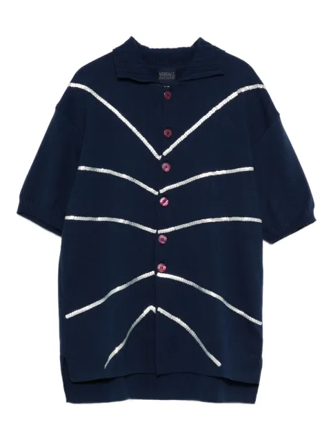 Versace Pre-Owned 1990s stripe-detail polo shirt Blue VE250LEB