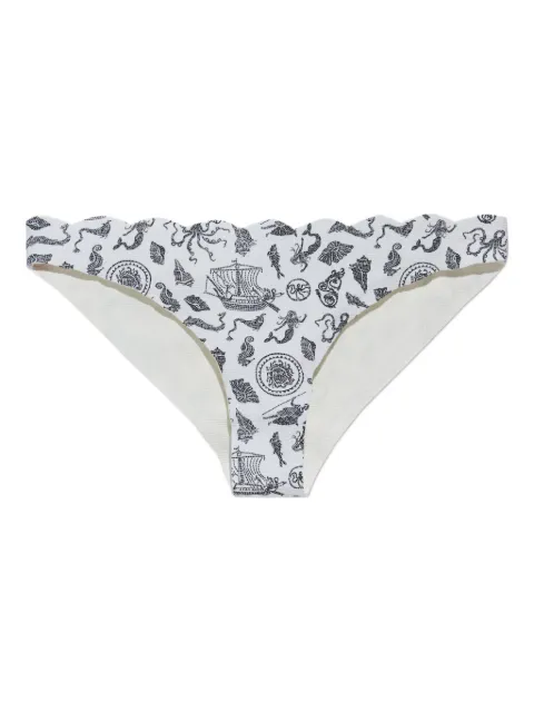 Marysia scalloped cameo-print bikini briefs White SB068