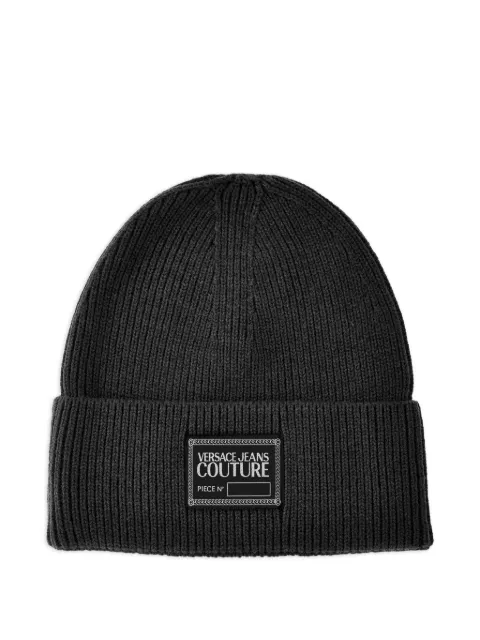 Versace Jeans Couture ribbed logo-plaque beanie Black 79GAZK50ZG396