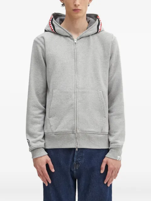 A BATHING APE® shark-hooded zip-up sweatshirt Grey 1K70115006