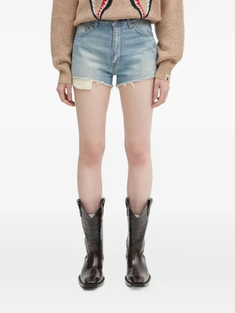 A BATHING APE® Crystal Ape Head denim shorts Blue 1L30251001