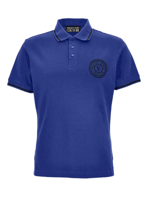 Versace Jeans Couture logo-embroidered polo shirt Blue 79GAGT01CJ01T